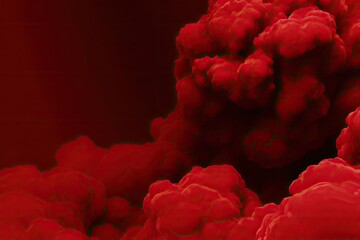 Deep crimson clouds of smoke or vapor