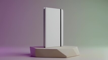 Blank Notebook Mockup on Minimalist Pedestal Perfect for Branding & Design