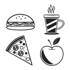 Burger coffee pizza apple icons food