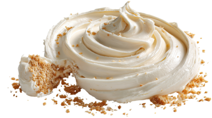 Cream Cheese Spread with Spoonful of Smooth Texture on Transparent Background
