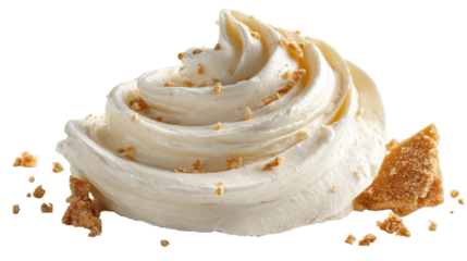 Cream Cheese Spread with Spoonful of Smooth Texture on Transparent Background