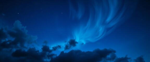 Obraz premium Mystical blue night sky, swirling clouds, distant stars, digital art, nocturnal, vibrant