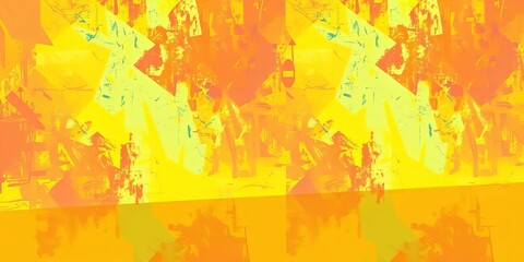 Naklejka premium Pastel yellow Memphis shapes on abstract background; retro posters & banners, design, flyer
