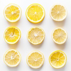 Fresh lemon slices arranged in a grid