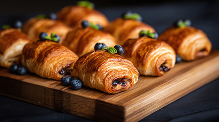 Breakfast Pastry Croissants Blueberries Homemade Sweets Delicious Flaky Dough Fresh Artisan Bakery Specialty Bread Tasty Snack Appetizer Gourmet Dining Dessert Culinary Delightful Morning Bite