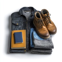 Flat lay of casual clothing and accessories (2)