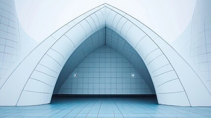 Obraz premium Modern Architectural Archway with Geometric Tiling and Clean Lines Aesthetic