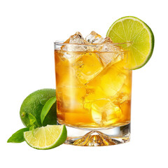 Refreshing Citrus Cocktail: A vibrant cocktail, a perfect blend of refreshment with a lime garnish, presenting a delectable and invigorating drink.