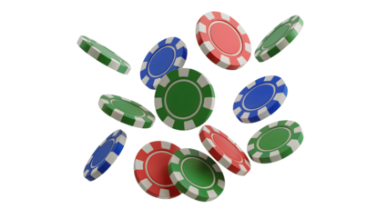 Casino chips floating in mid-air, ready for high-stakes poker game or gambling