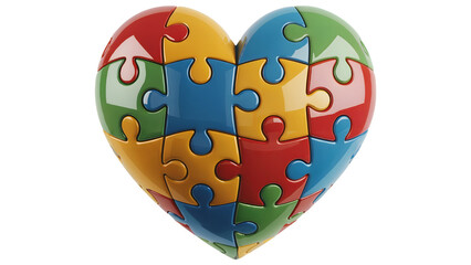 Heart puzzle concept representing love, connection, and unity with colorful pieces