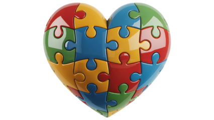 Heart puzzle concept representing love, connection, and unity with colorful pieces
