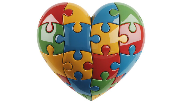 Heart puzzle concept representing love, connection, and unity with colorful pieces - Powered by Adobe