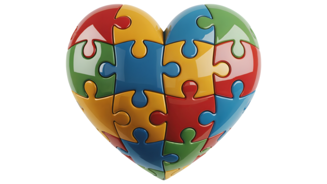 Heart puzzle concept representing love, connection, and unity with colorful pieces - Powered by Adobe