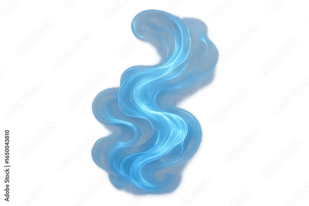 Poster blue wavy lines flowing dynamically, creating elegant abstract design element against transparent ba
