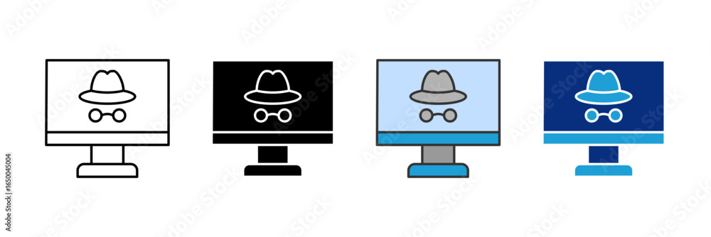 Poster privacy mode icon set multiple style collection