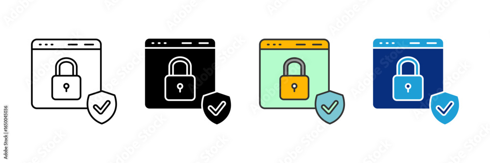 Poster web protection icon set multiple style collection