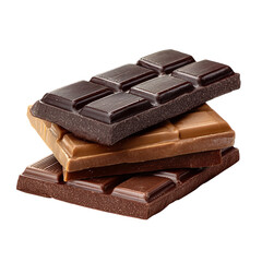 Decadent Chocolate Delight: Savor the rich allure of diverse chocolate bars artfully stacked, revealing tantalizing shades of dark, milk, and white, inviting indulgence.