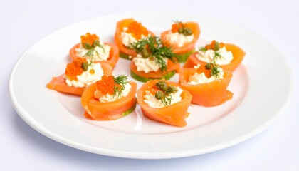 Elegant salmon appetizers with cream cheese and caviar ready for your next classy event