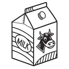 Black and white milk carton with cow dairy beverage
