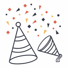 Party hats and confetti celebration birthday festive