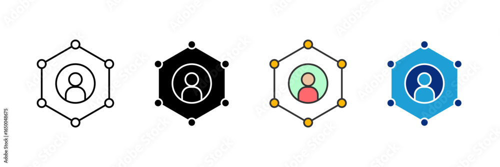 Poster neural link icon set multiple style collection