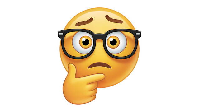 Naklejki Thinking Emoji with Glasses: Intellectual Concept for Digital Communication