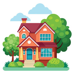 Beautiful Family Home Vector Illustration