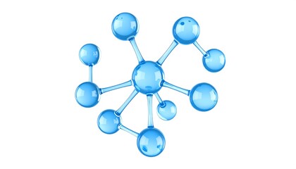 Blue molecular structure on a white background.