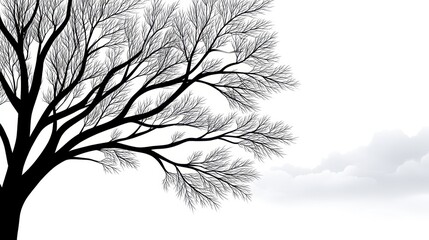 Obraz premium Silhouette of a barren tree against a soft, cloudy background.