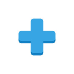 Fototapeta premium Minimalist Flat Design Plus Sign Icon in Blue Tones for Medical or Mathematical Use