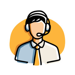 Headphone Icon for Customer Service or Support in a Simple Vector Style