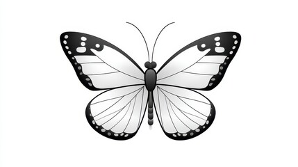 Obraz premium A beautiful black and white butterfly illustration, showcasing delicate wings.