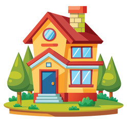 Cartoon Real Estate House Vector Illustration
