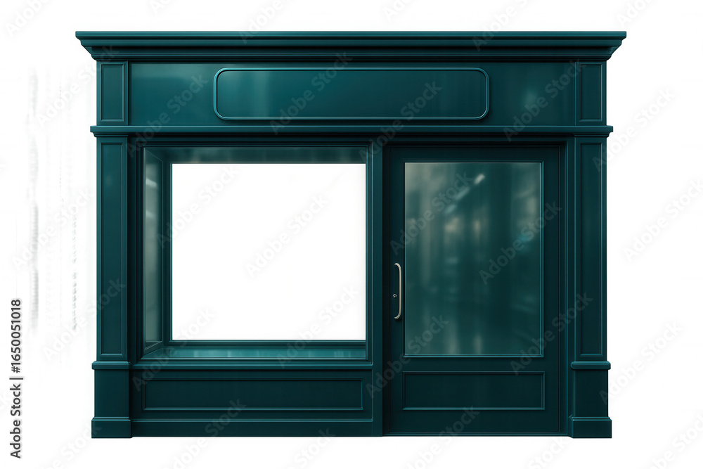 Poster elegant turquoise storefront with transparent background, ready for customization and showcasing var