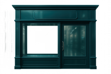 Elegant turquoise storefront with transparent background, ready for customization and showcasing various products or designs