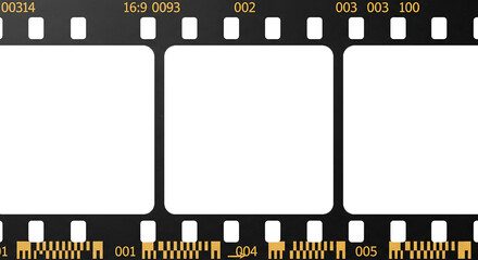 Film strip vector icons set with film camera illustration and date frame design
