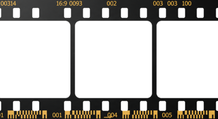 Film strip vector icons set with film camera illustration and date frame design