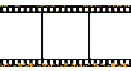 Obraz premium A blank 35mm film strip with a transparent negative frame, isolated on a white background for photography or cinema