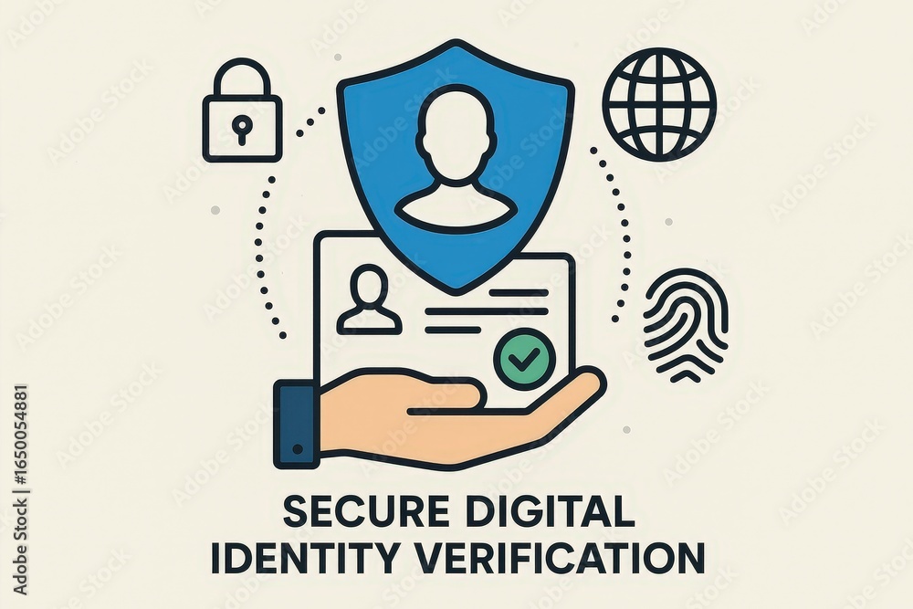 Poster secure digital identity verification graphic.
