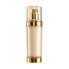 Luxury Skincare Bottle: An elegant skincare bottle, boasting a sophisticated design with golden accents and a clear dispenser, symbolizes luxury and effective skincare.