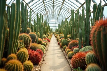 Fototapeta premium cactus in a greenhouse
