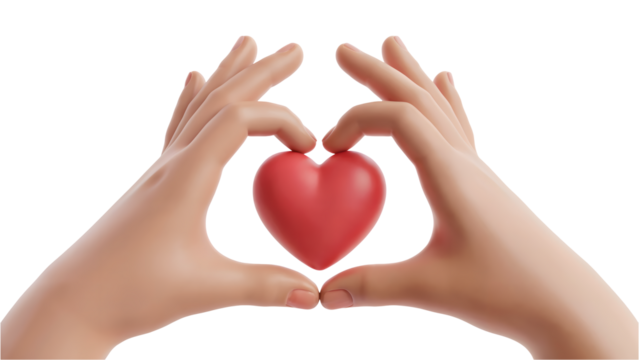 Hands forming a heart, representing love, care, and compassion in a unique way