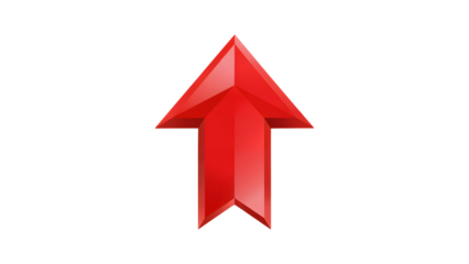 Dynamic red arrow pointing upwards, symbolizing growth, success, and progress