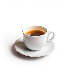 White teacup with dark brown liquid