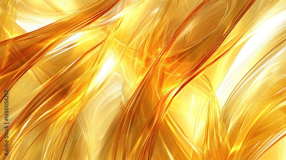 Poster abstract golden fluid design with luminous waves and elegant flowing shapes
