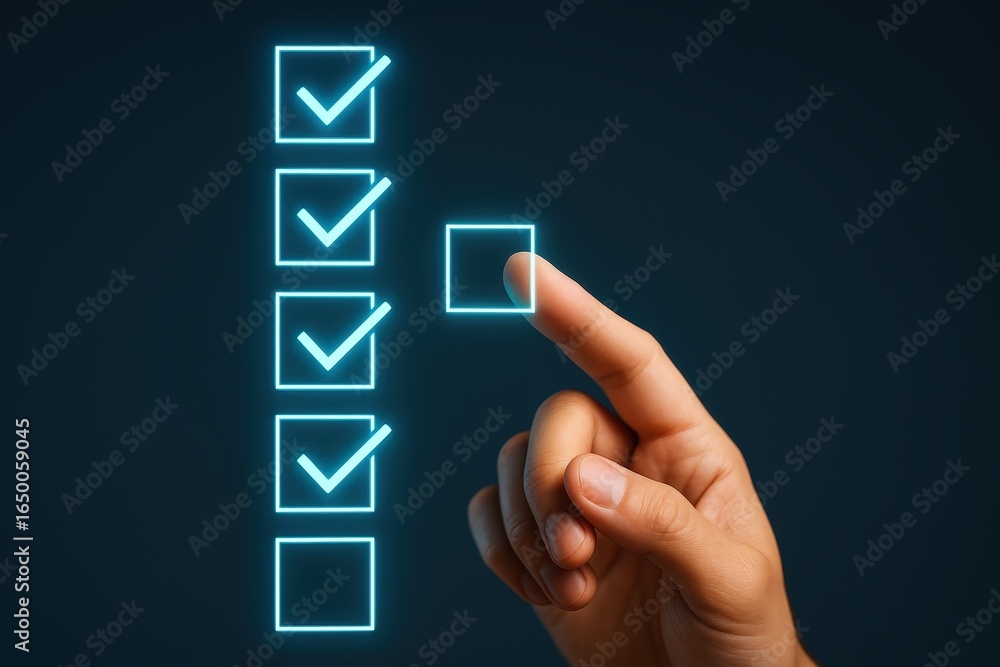 Poster a hand selecting an item from a checklist.