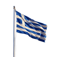 Greek flag: The Greek flag flutters majestically against a vivid backdrop, embodying national pride and history. 