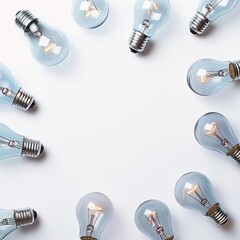 Light bulbs arranged in a circle on a white background