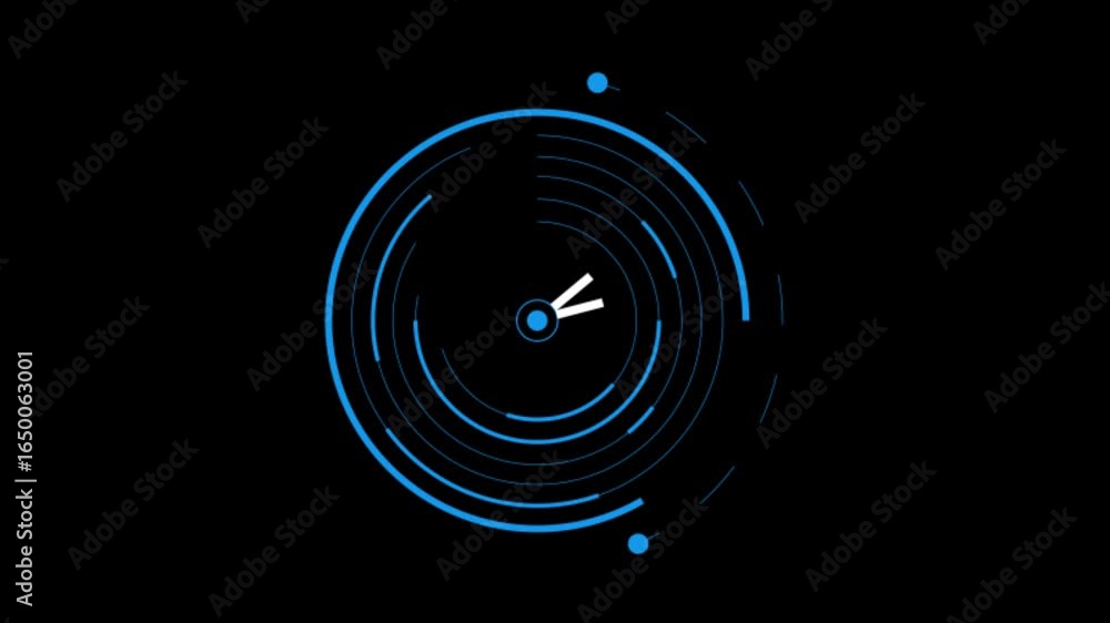 Poster an animation of blue light circles rotating in a black background. the circles appear to be expandin