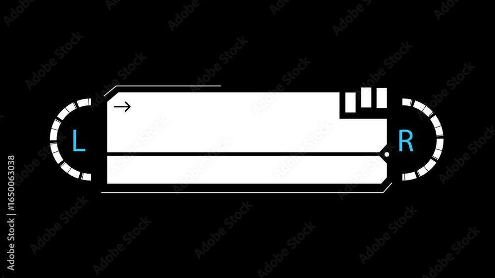 Poster an animation showcasing a futuristic interface design with white elements, including a horizontal ba